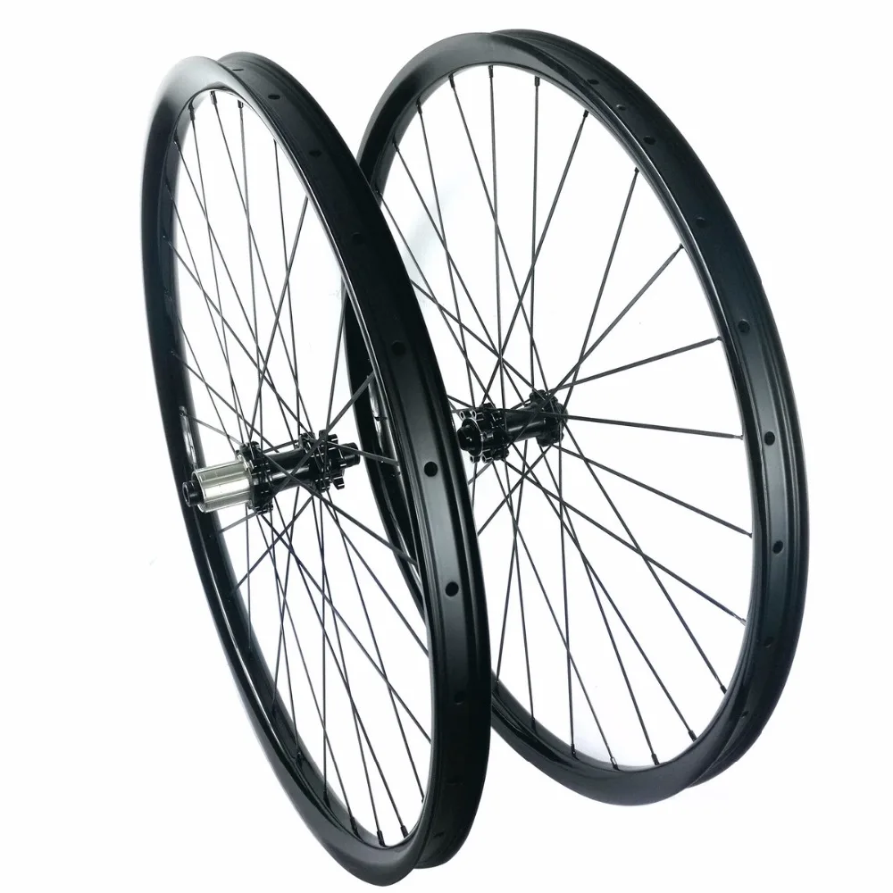 29ER XC BOOST MTB Углеродные колеса 35 мм Ширина бескамерная ось велосипедная из углеволокна втулка Novatec или POWERWAY вытягивание вдоль оси центр