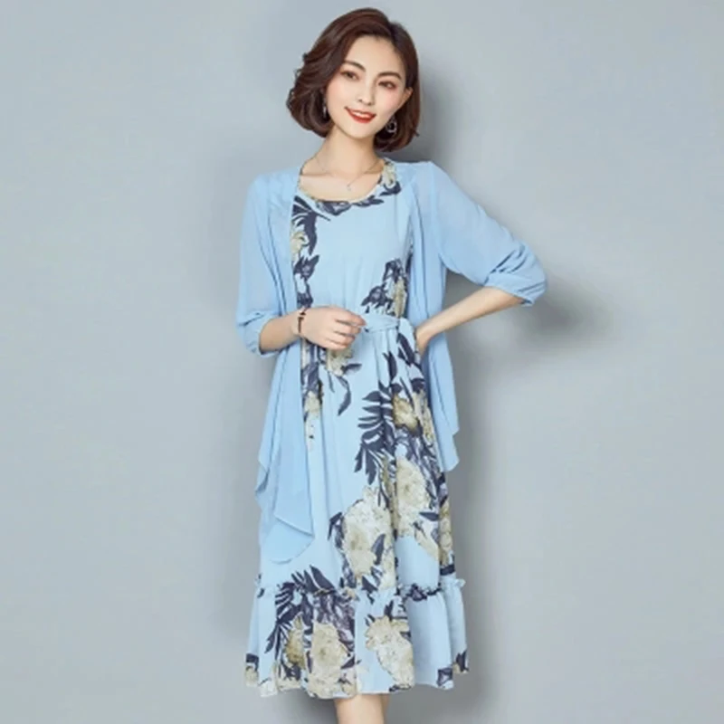 Женское шифоновое платье жилет Элегантное летнее длинное из двух частей в стиле