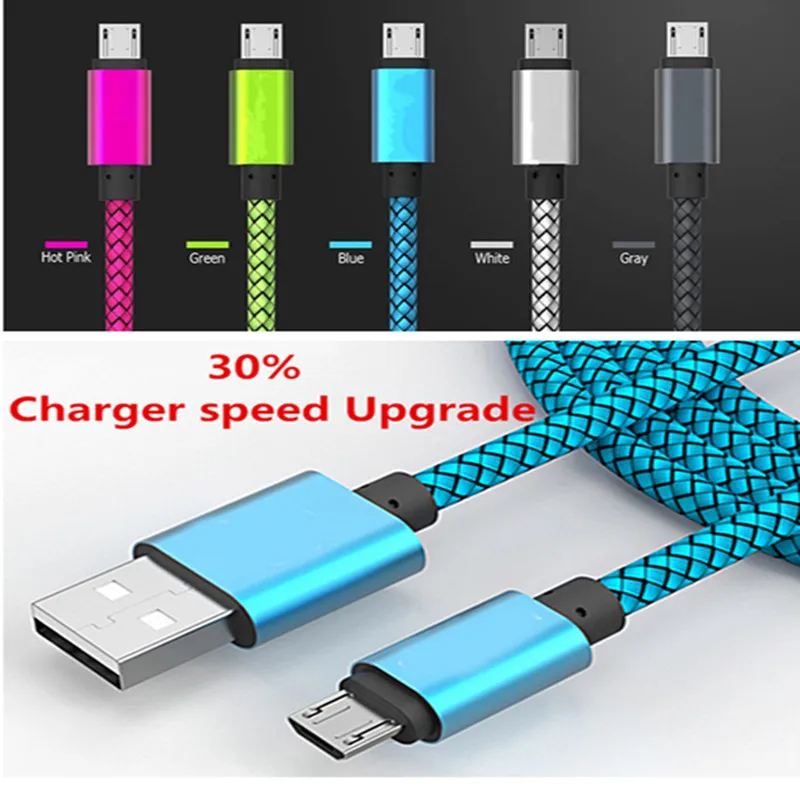 500 шт. Высокое качество 1 м 2 3 2.4A нейлон плетеные ткани Micro V8 Usb кабель аксессуары