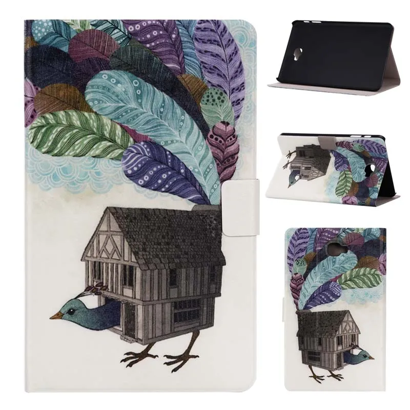 Высококачественный чехол из искусственной кожи с рисунком и подставкой защитный