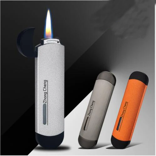 Бутановый газовый шлифовальный круг открытый огонь Зажигалка ультра тонкий мини портативный металлический зажигалка
