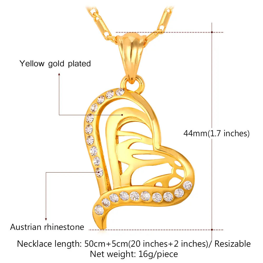 U7 Аллах Сердце Ожерелья И Подвески Исламские Ювелирные Изделия Для Женщин Мода