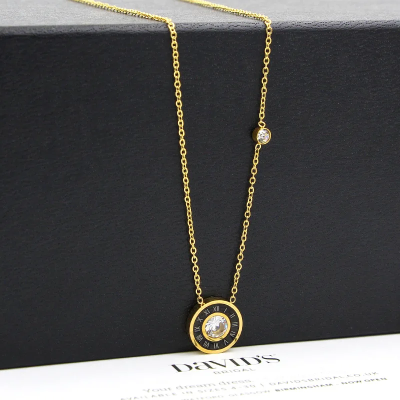 Ожерелье женское из нержавеющей стали с римскими цифрами и кристаллами |