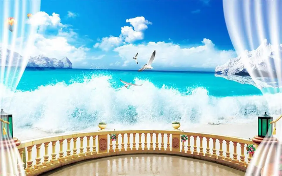 3d фотообои для гостиной на заказ фрески серфинга и Морского Пейзажа картина