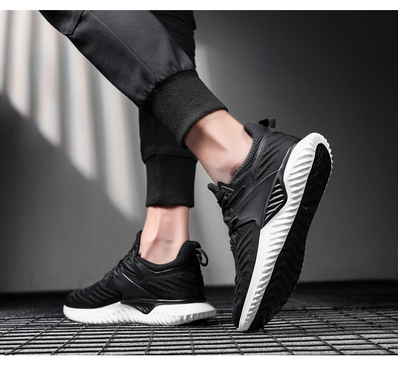 KJEDGB Дизайн высокое качество мужские кроссовки черный серый Flyknit дышащая прогулочная повседневная обувь мужские теннисные туфли большой размер 39-46