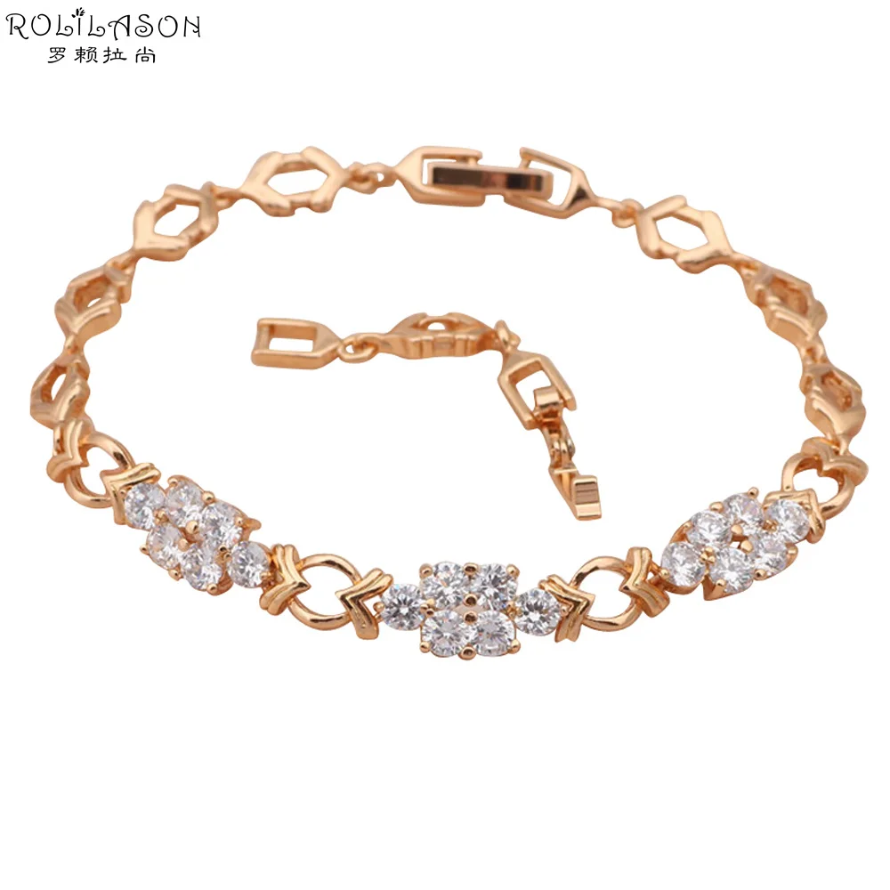 Браслет ROLILASON TB406 женский с белыми кристаллами модное Ювелирное Украшение