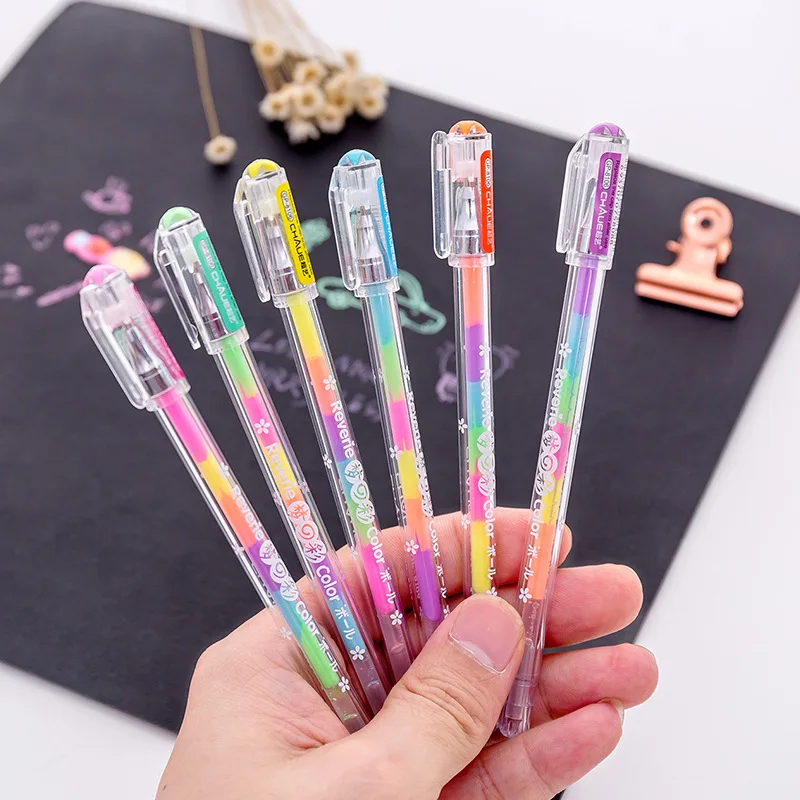 48pcs/lot korea stationery neon colorful crystallise pastels rainbow Gouache pen highlighters 6 colors in a card handwork | Канцтовары
