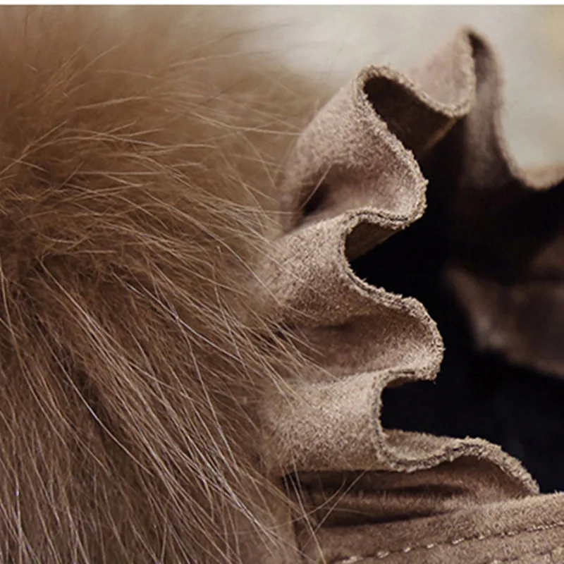 Новое поступление, большие размеры, хлопковая обувь с лисьим мехом для девочек мягкая теплая кашемировая повседневная обувь без застежки на плоской подошве 3 цвета, B13 10