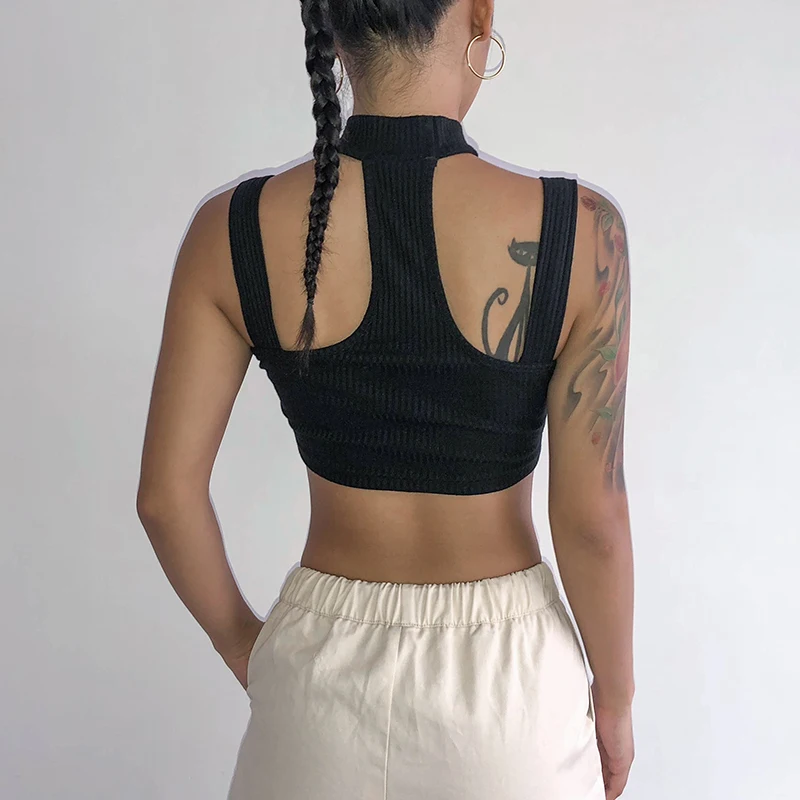 2019 модные новые женские майки Топ жилет Слинг женский короткий Открытый Высокая