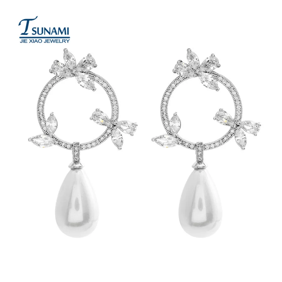Роскошный растения AAA циркон серьги для женщин Свадебные ювелирные изделия из
