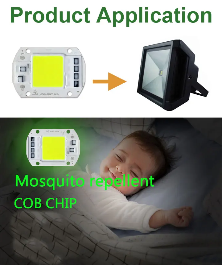 10 шт. Комаров Репеллент COB Чип 20 Вт 30 Вт 50 Вт 540nm-565nm AC220V DIY для прожектора для сада двора дома и птицеводства