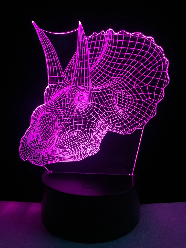 Новый RGB светильник с головой динозавра Ngau Tau 3D светодиодный ночник градиентом 7