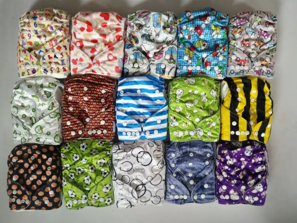 Free Shipping Breathable Fabric Elastic Waist Infant Cloth Diaper Reusuable Nappy Babies nappies With Double Gussets 200 Pcs