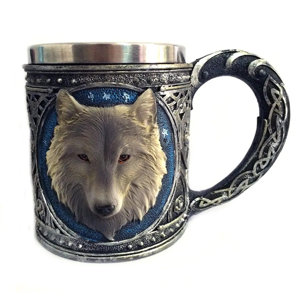 3D Волк МОК мультфильм Dier Lone Wolf Koning Drinkbeker Ретро Hars Rvs Voering Thee Bier Koffie Mok подарок sep40 |