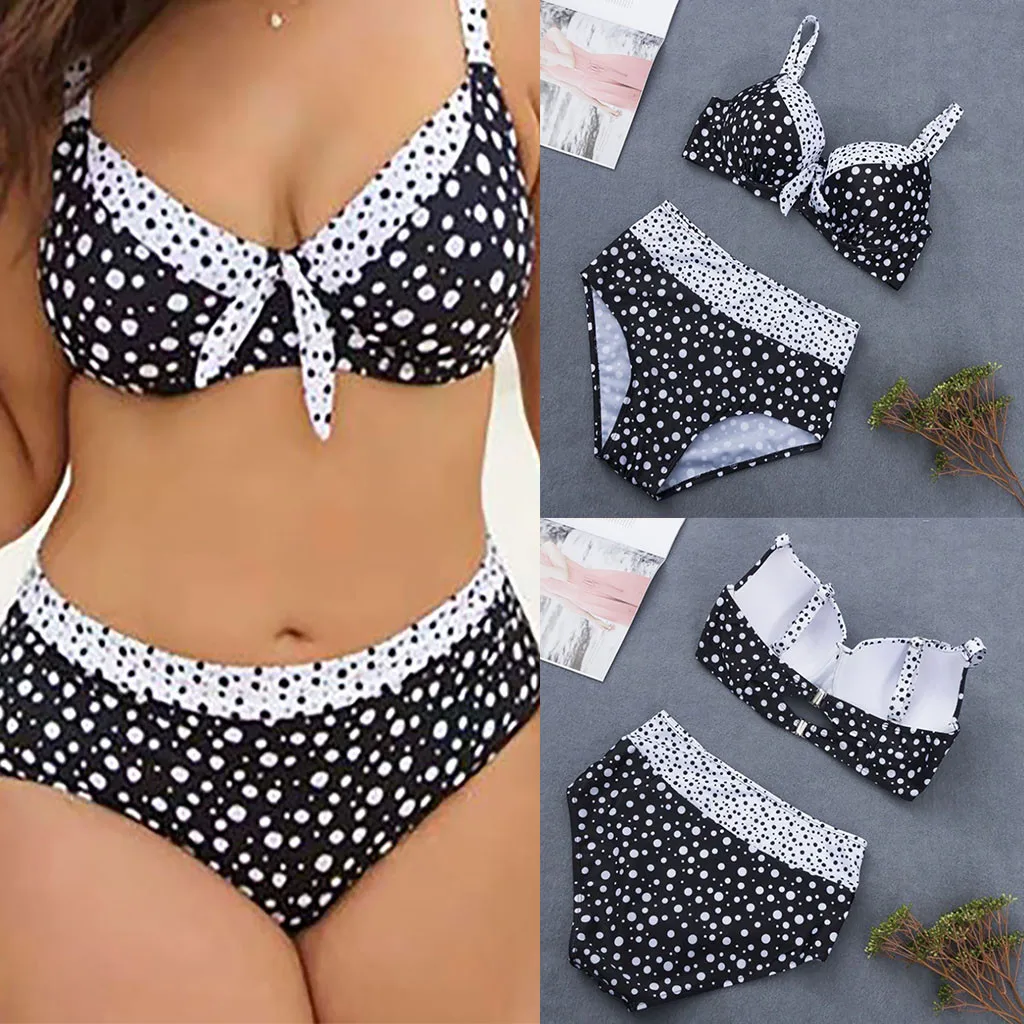 

Bikini Female European and American retro wave point bikini sexy large size split conservative thin swimsuit