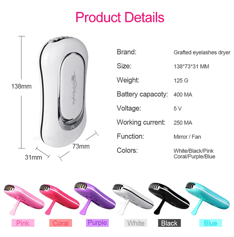 Portable USB Mini Fan Eyelash Dryer Air False Eye Lash Mascara Dryer Quick Drying Makeup Device Tools