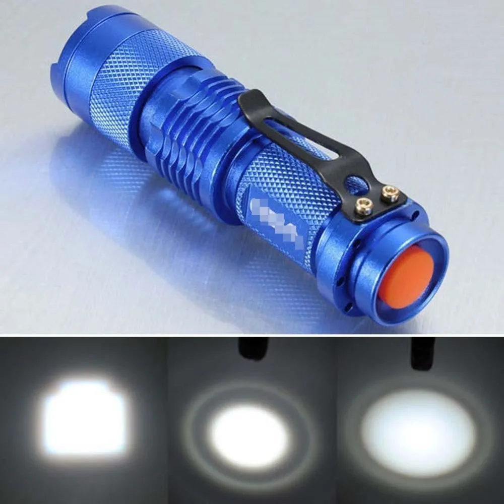 Q5 Mini LED Flashlight 14500 AA Battery 7W 1200LM Waterproof 3 Modes Focus Torch Lamp Light Portable Pocket light Blue | Лампы и