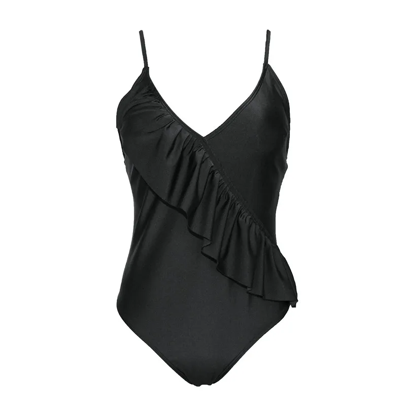 2018New сексуальный комплект бикини пуш ап Tong String One Piece Ruffled винтажный фиолетовый Ins