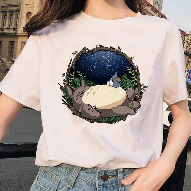 Футболка Totoro Spirit Out Хаяо Миядзаки из мультфильма Studio Ghibli femme женская футболка с японским аниме, женская одежда с аниме - Цвет: 17
