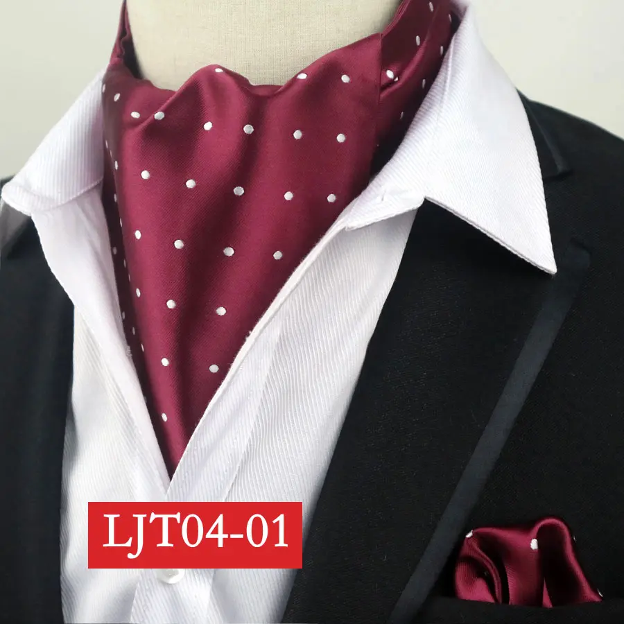 SMT-LJT04-01 YISHLINE мужской роскошный Шелковый Аскот галстук набор мужской галстук и платок Набор Цветочный Пейсли в горошек Карманный квадратный набор для свадебной вечеринки - Цвет: SMT-LJT04-01