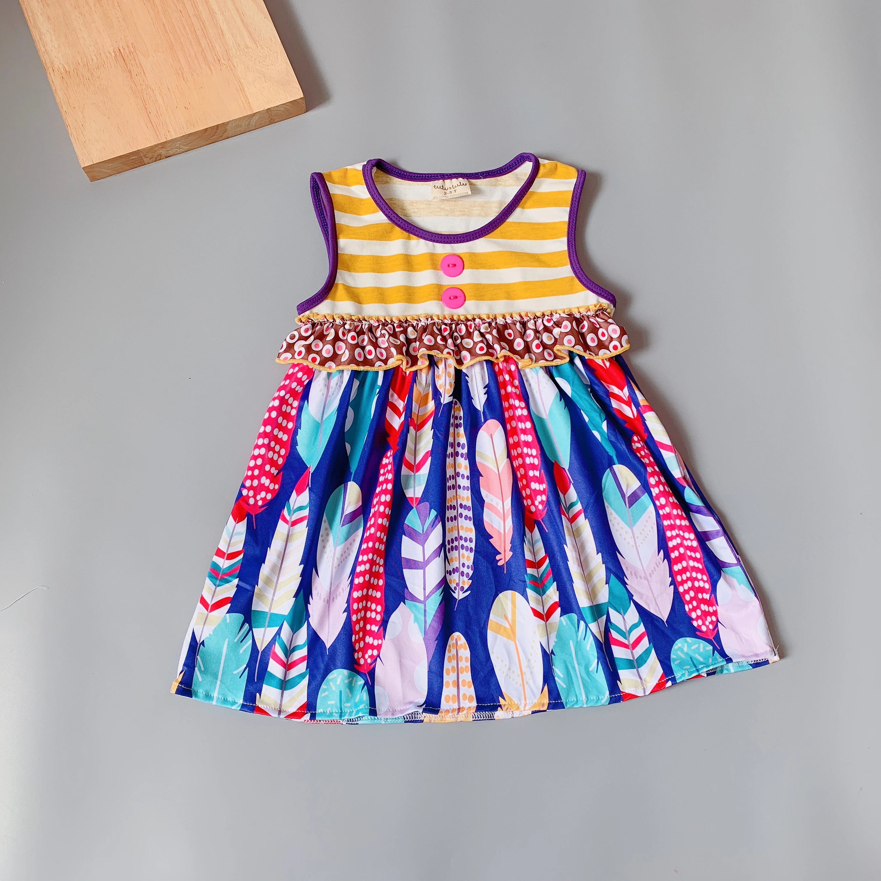 coralline flower princess dress geometry Ruffle Baby Girls Dress Flare Sleeve for present | Детская одежда и обувь