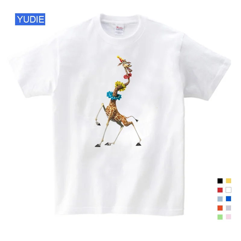 

Kids Clothes Cartoon short sleeve cotton T-shirt Summer New T Shirt Cartoon Madagascar Giraffe Melman Casual printing T Shirt