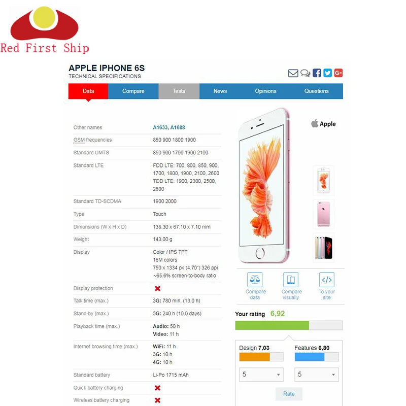 ЖК экран с дигитайзером для iphone 6S оригинальный 10 шт./лот|Экраны мобильных