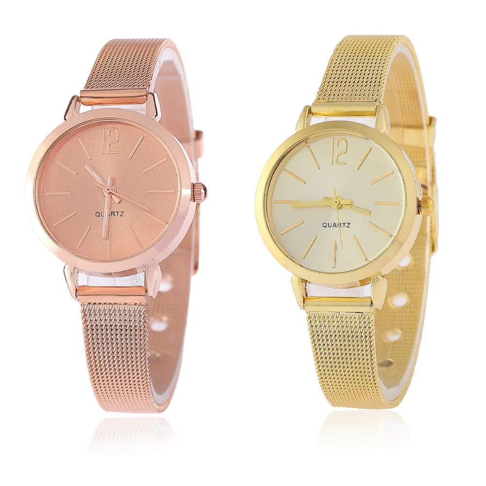 Роскошные женские часы с металлической сеткой Простые Классические наручные