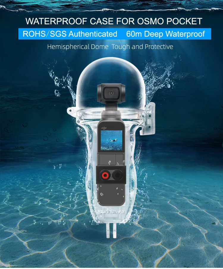 Sunnylife OSMO Карманный водонепроницаемый чехол для использования под водой 60 м чехол для дайвинга защитный корпус для дайвинга для DJI OSMO карманные аксессуары