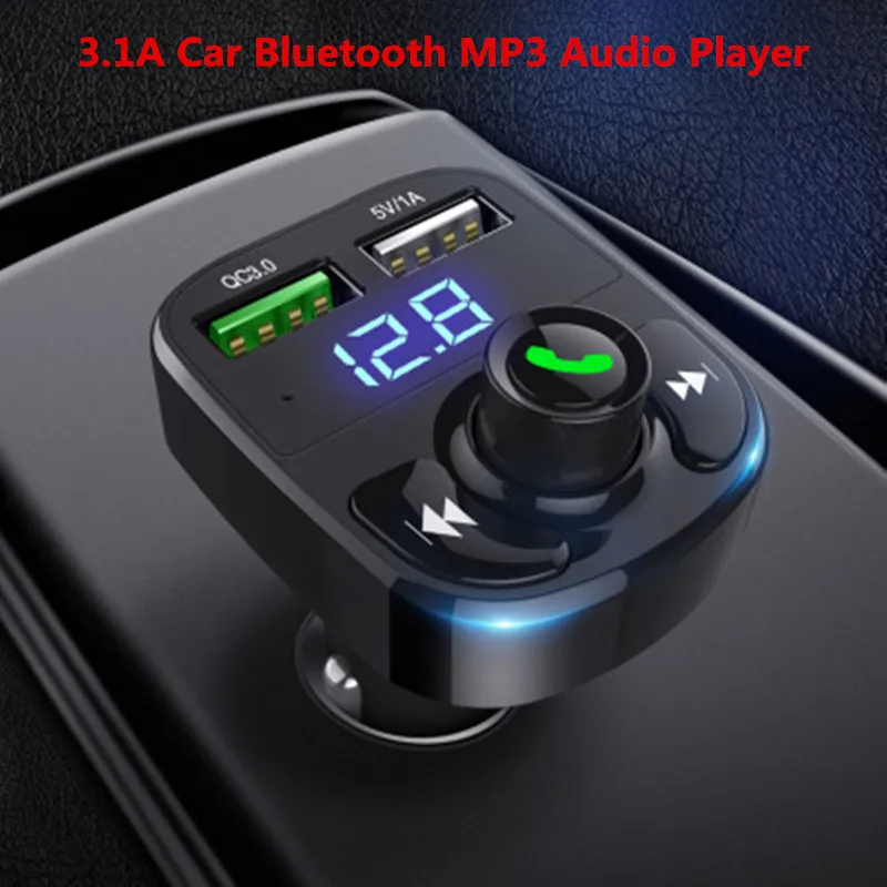Беспроводной автомобильный Bluetooth FM передатчик Handsfree аудио приемник авто LED MP3