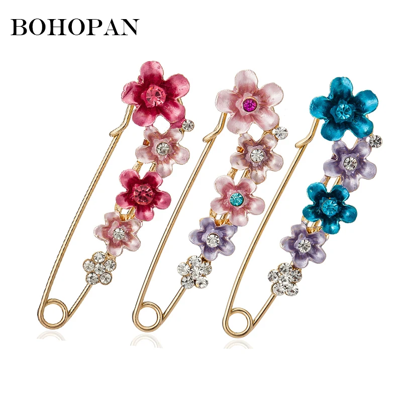 

Elegant Brooches For Women 3 Color Flower Design Rhinestone Brooch Pins Fashion Jewelry Collar Pin Female Party Suit Accessories
