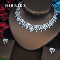 hibride new trendy clear big aaa cubic zirconia jewelry sets luxury necklace set wedding dress accessories party show gift n 500