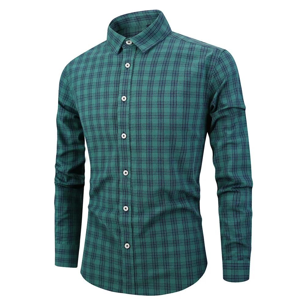 Рубашка мужская классическая в клетку удобная мягкая Повседневная сорочка