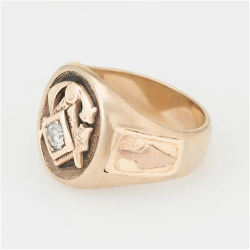 Женское кольцо с масонской инкрустацией Skute золотого цвета символ масонов