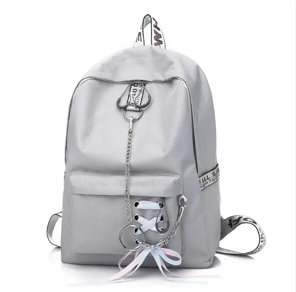 gray backpack Женский рюкзак с летящими птицами, Повседневная сумка на плечо, школьная сумка для студентов, рюкзак для девочек-подростков, однотонный черный рюкзак для путешествий, подарки - Цвет: gray backpack