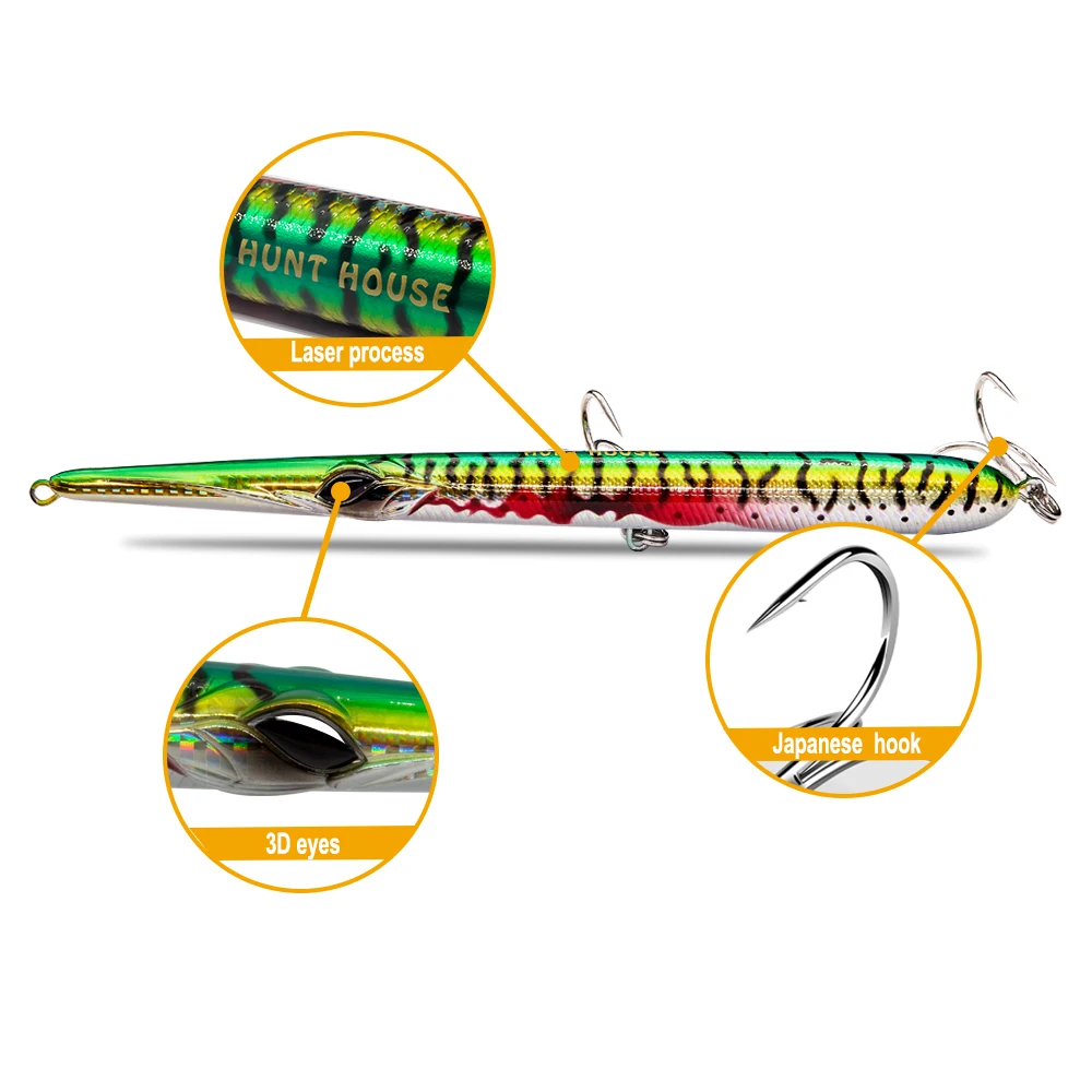 Hunthouse stylo Рыболовная Приманка 5 шт./лот карандаш 205 мм 31/36 г длинный Литой липкая