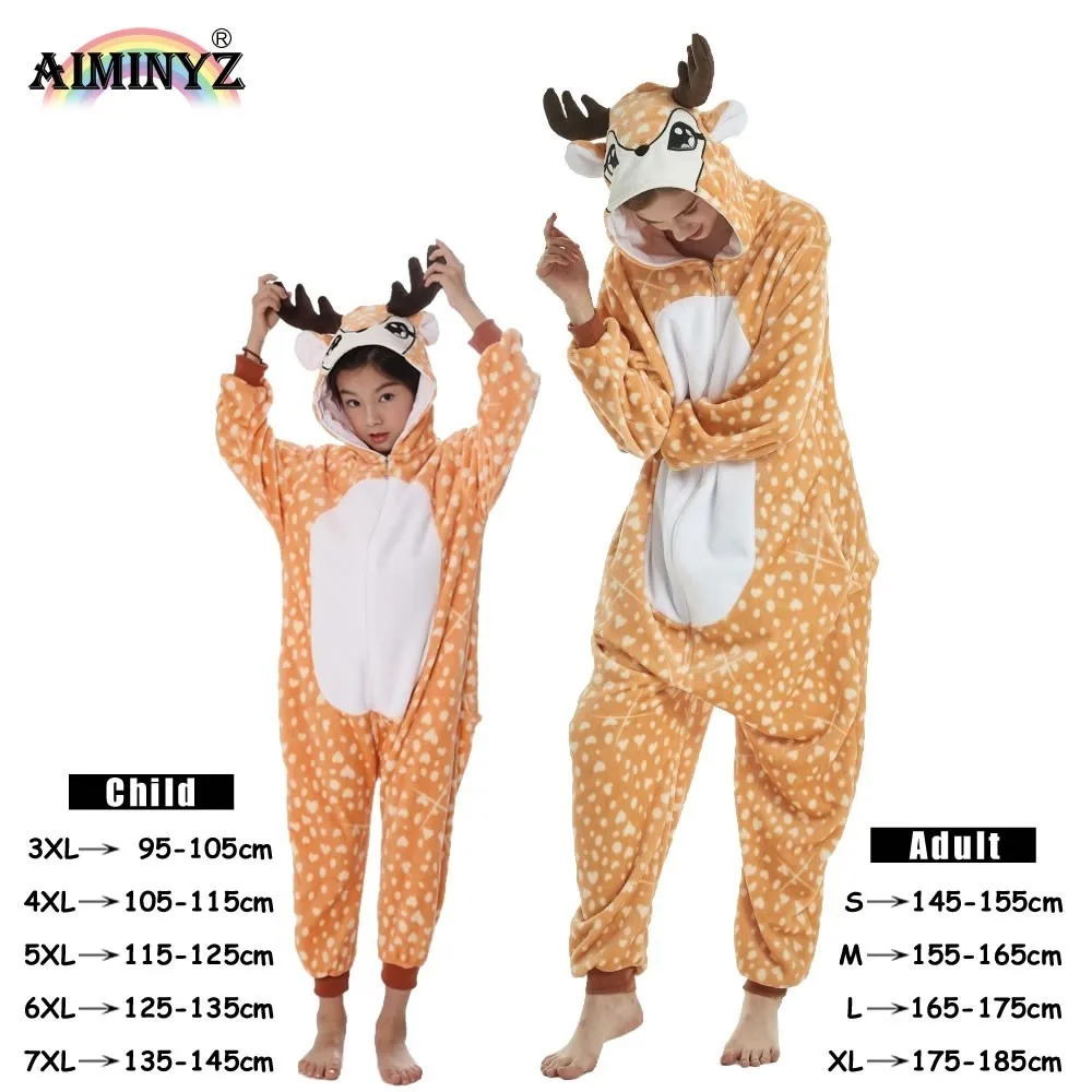 Sika Deer Фланелевые пижамные комплекты унисекс с единорогом, пегасом, стичем, пандой, динозавром, мультяшными животными для мужчин и женщин - Цвет: Sika Deer