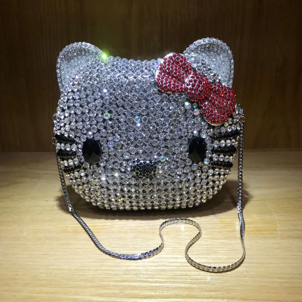XIYUAN hello kitty сцепления Вечерняя сумочка; BS010 цепи Сумочка Для женщин вечерние свадебные С кристалалми и стразами банкетный мешок Ежедневные клатчи кошелек