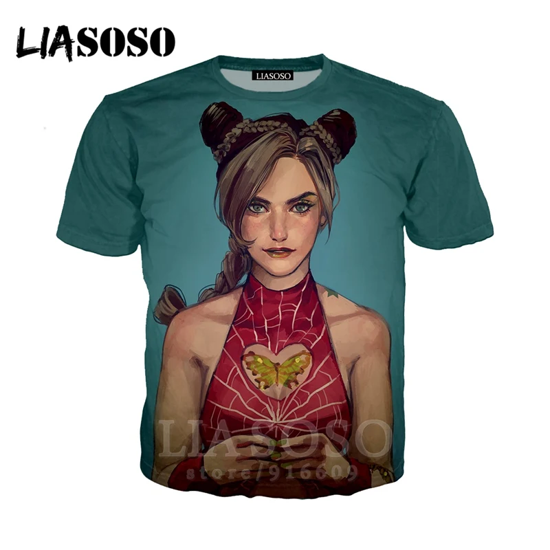 16 LIASOSO, аниме, 3d принт, футболка для мужчин и женщин, Harajuku, joJo's, хип-хоп, причудливый, homme Adventur, футболка, рок, футболки, homme, футболка E835 - Цвет: 16