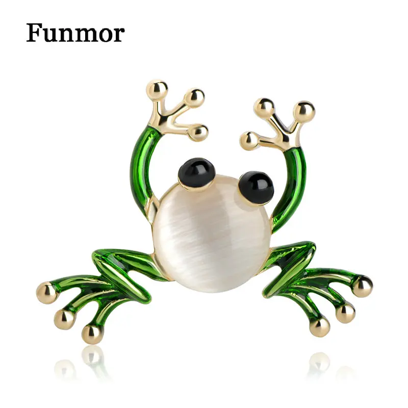FUNMOR Kawaii эмаль опал Броши лягушка хиджаб шпильки золотистого цвета мультфильм