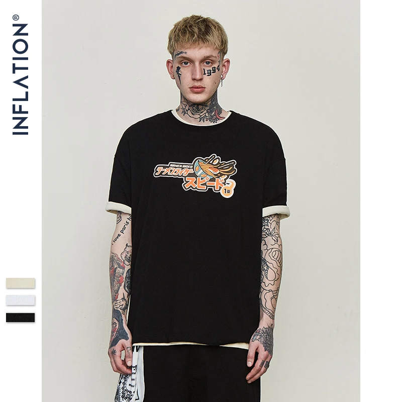 Инфляция Мужская Повседневная Свободная футболка с коротким рукавом