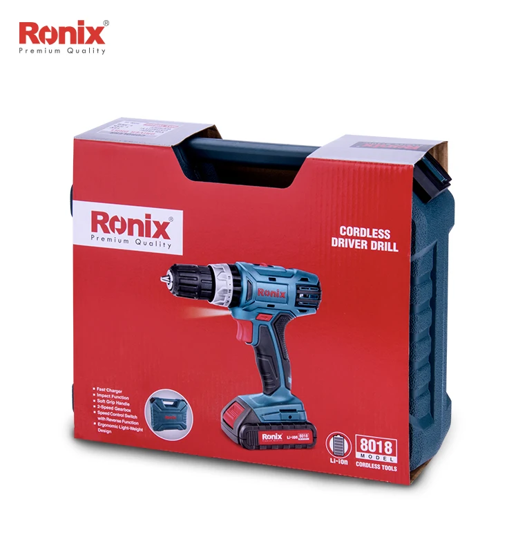 Ronix Новинка 18В 1.5A шуруповерт дрель две батареи с функцией Impcat BMC коробка модель
