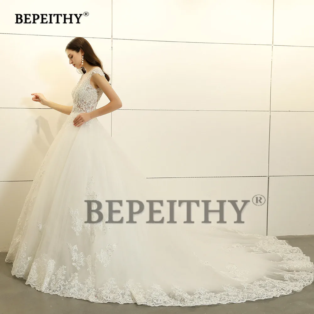 Robe De Mariee, кружевное свадебное платье принцессы, без рукавов,, Церемониальный шлейф, Vestido De Novian, винтажные свадебные платья, горячая распродажа