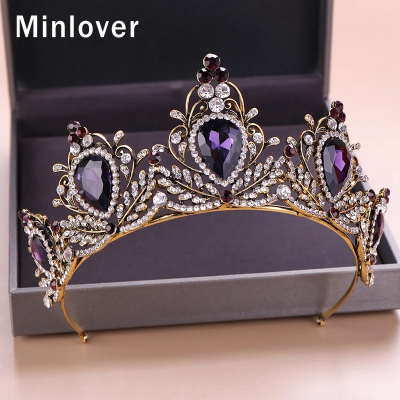Minlover Elegant Baroque Vintage Bride Tiaras Crowns Women Wedding Hair Jewelry Accessories Crystal Diadem Pageant HG150 | Украшения и