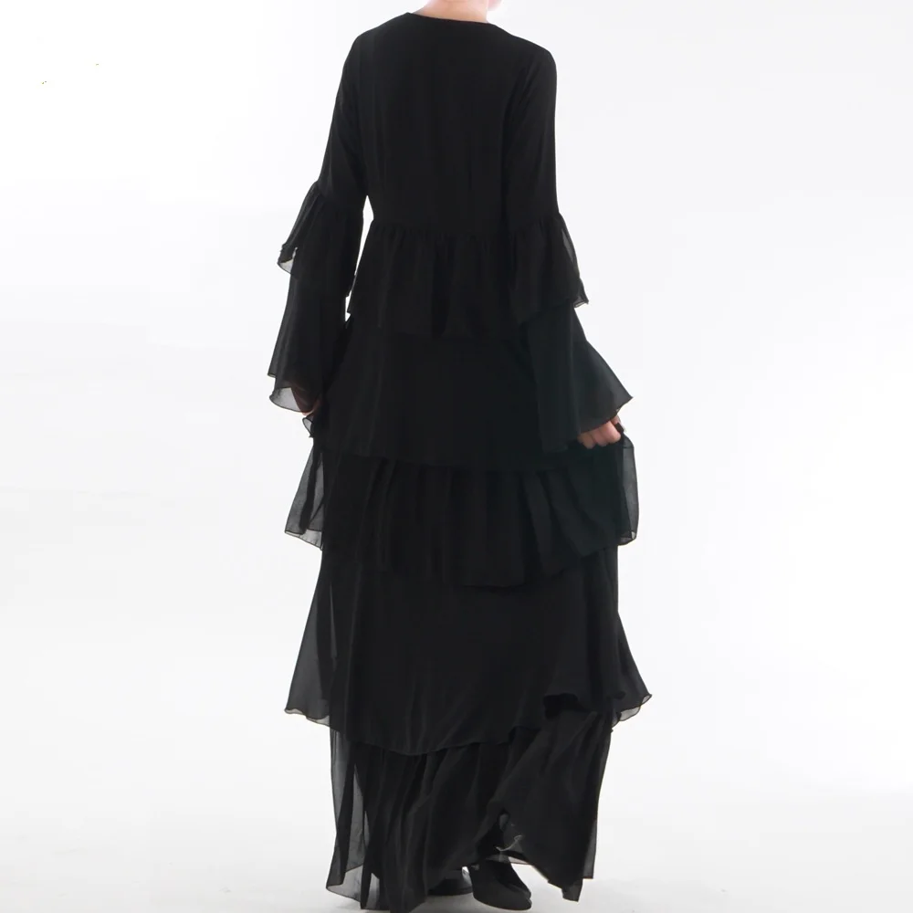 Мусульманская яркая abaya для взрослых Арабская каскадная Абая с оборками