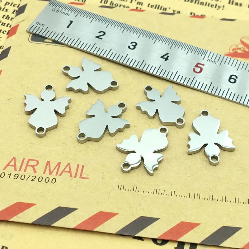 Шарм ангельская девушка из нержавеющей стали с двумя отверстиями 10 шт.|Подвески| |