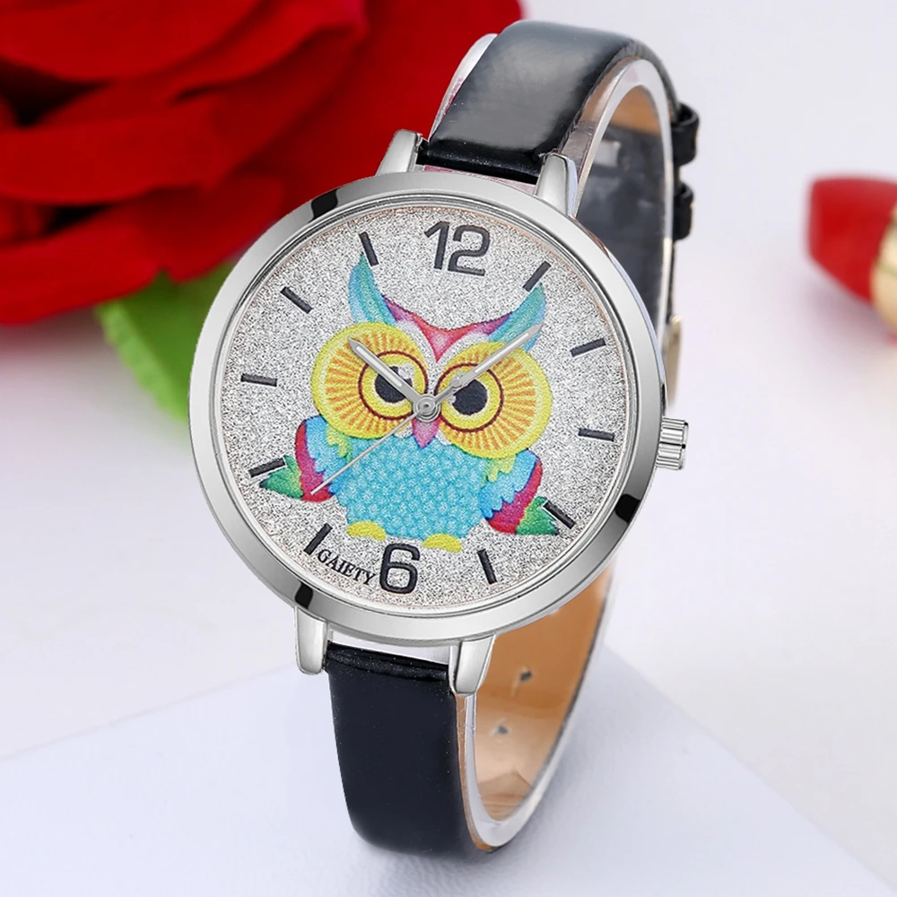 Женские кварцевые часы gaiety люксовый циферблат с изображением совы модные