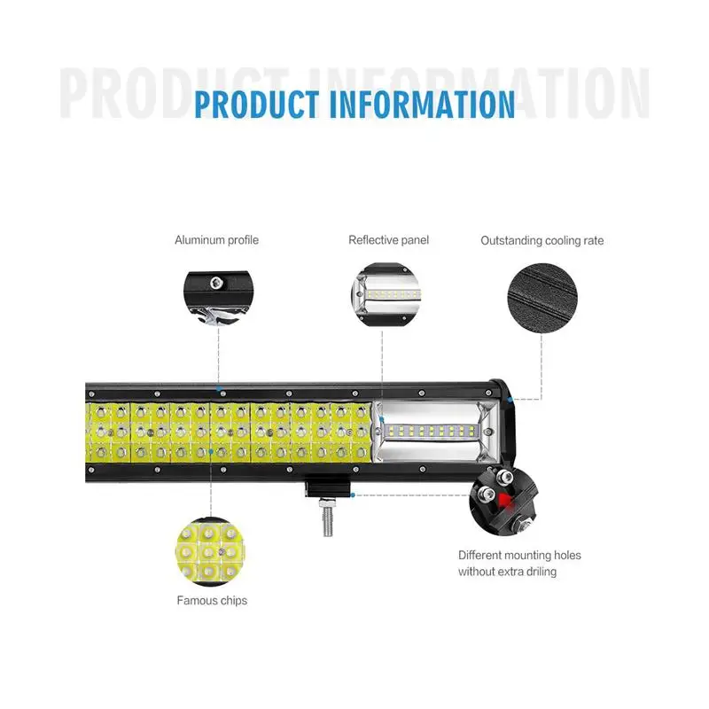Oslamp 12 "16" 20 "23" 3 рядный светодиодный светильник бар внедорожный комбо луч
