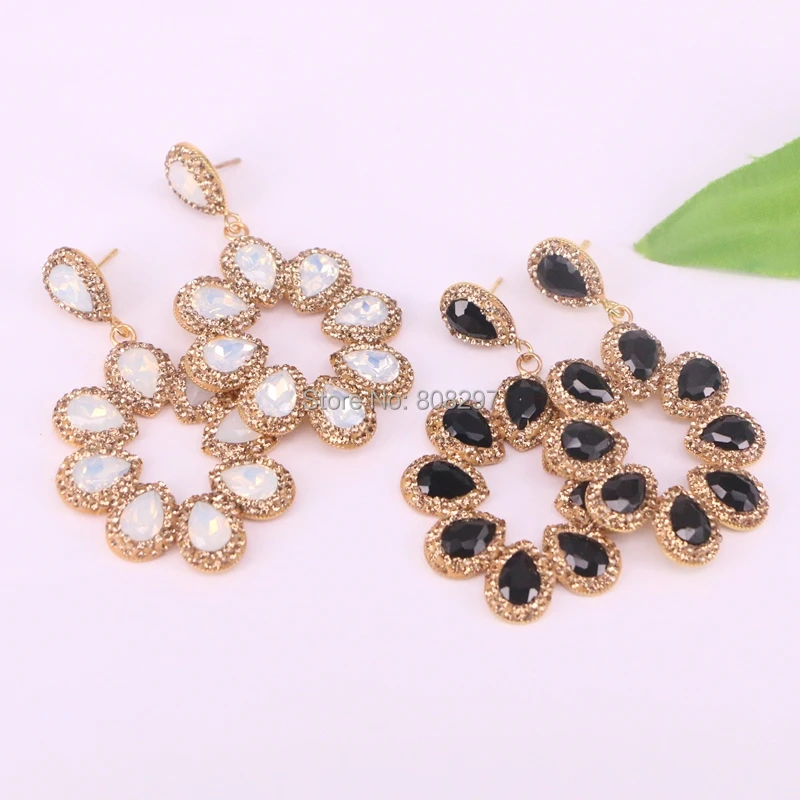 

For Women 5pair Big dangle earrings pave cz charm water drop crystal earrings flower gems jewelry earring