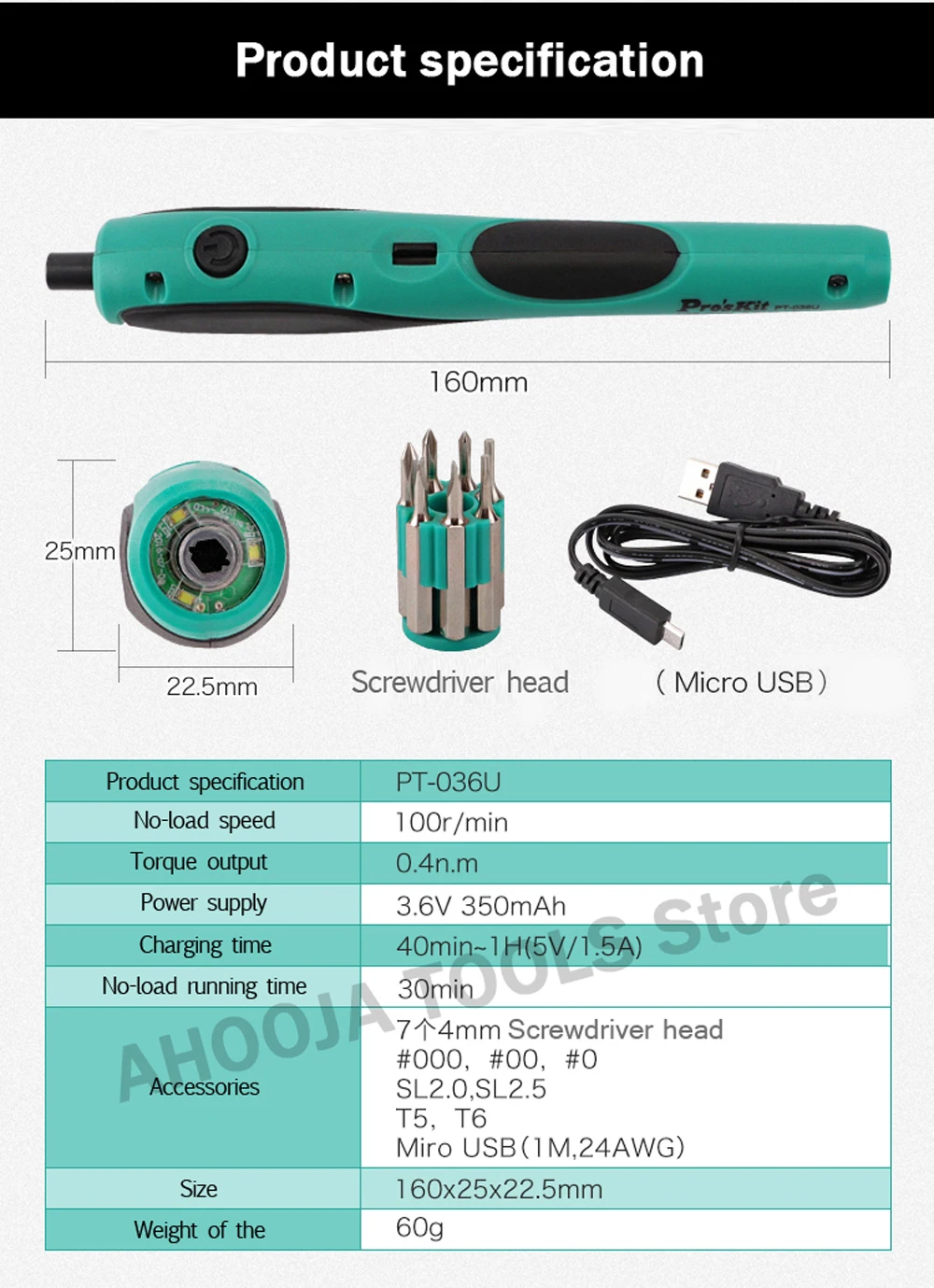 Pro'skit PT-036U USB литиевая батарея электродрель отвертка Аккумуляторная Беспроводная электрическая отвертка Ремонт ручных инструментов